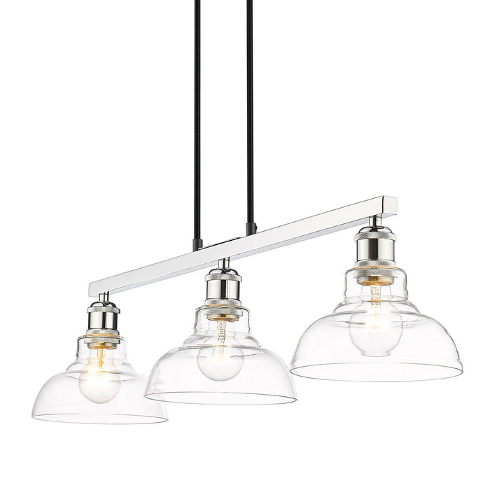 Golden 0305-LP CH-CLR Three Light Linear Pendant, Chrome