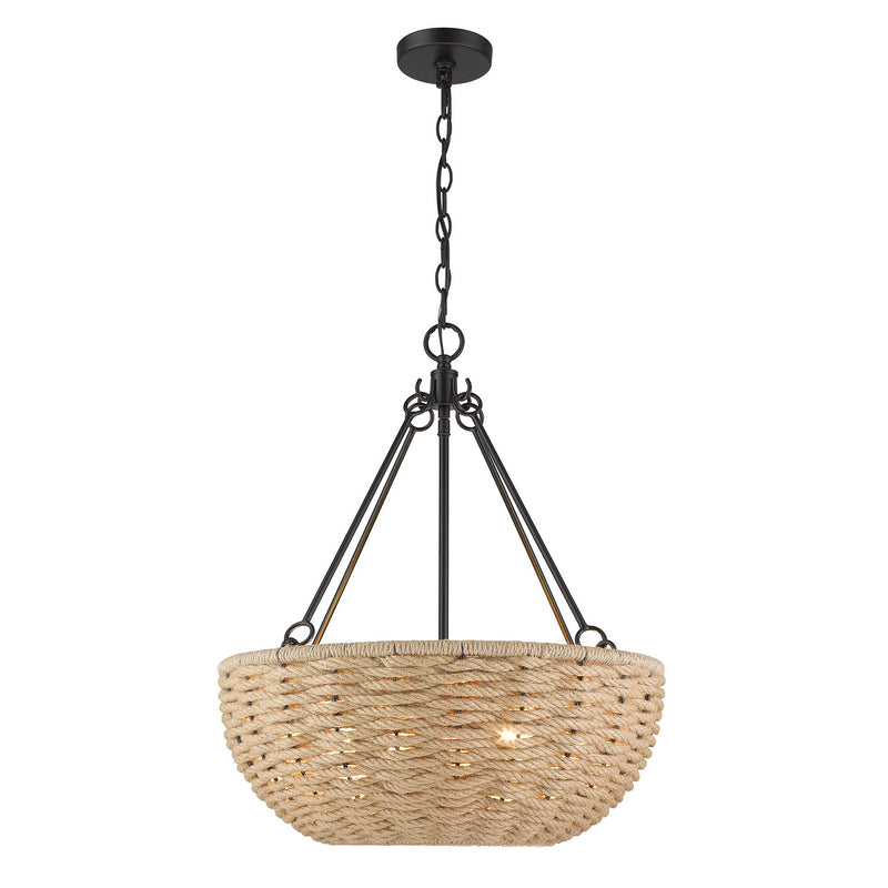 Golden 1073-4P BLK Four Light Pendant, Matte Black