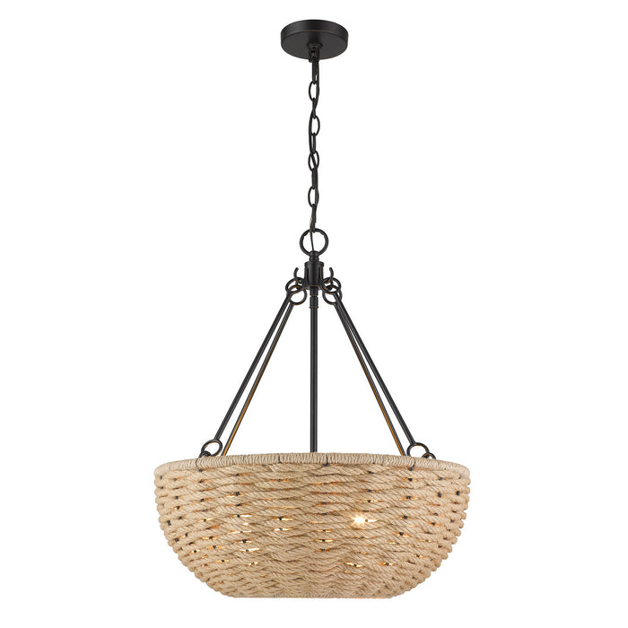 Golden 1073-4P BLK Four Light Pendant, Matte Black