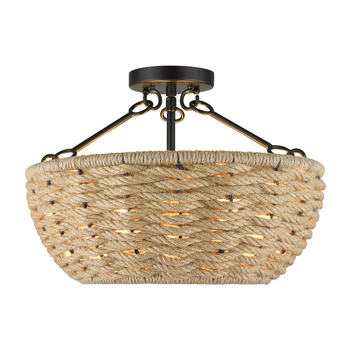 Golden 1073-SF BLK Three Light Semi-Flush Mount, Matte Black