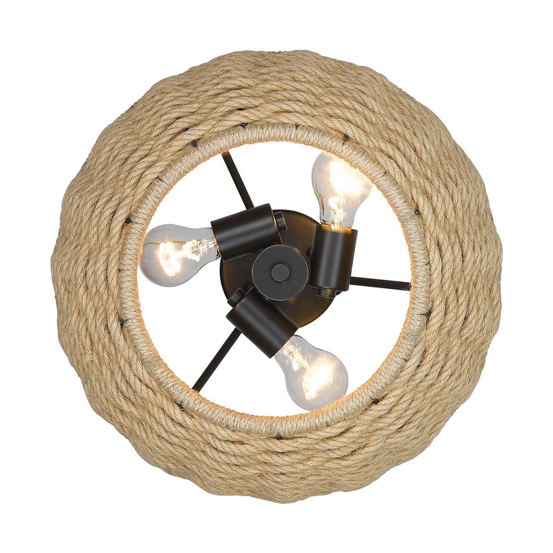 Golden 1073-SF BLK Three Light Semi-Flush Mount, Matte Black