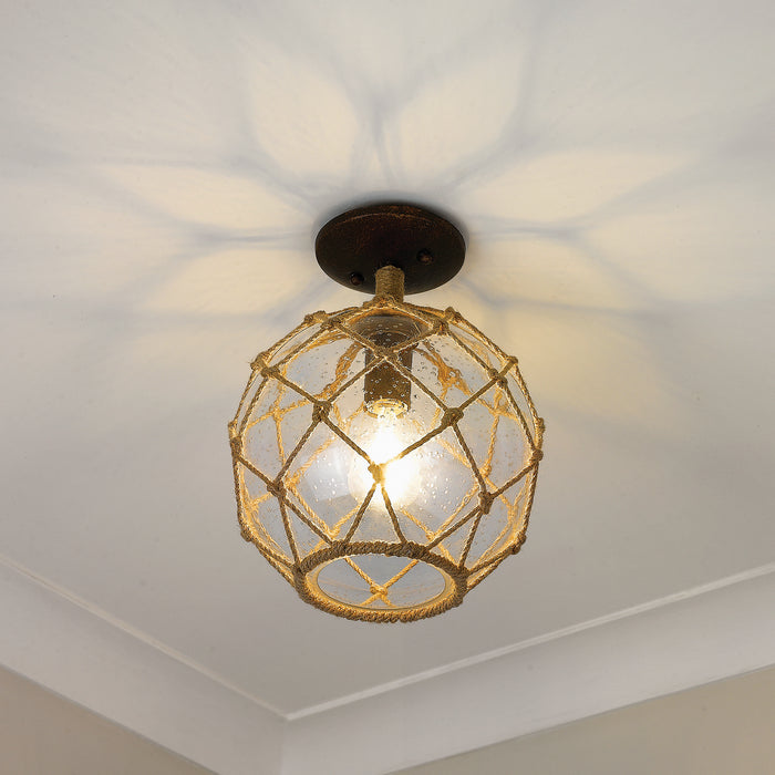 Golden 1092-SF BC-SD One Light Semi-Flush Mount, Burnished Chestnut
