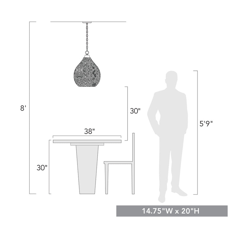 Golden 1094-3P BLK-HCG Three Light Pendant, Matte Black