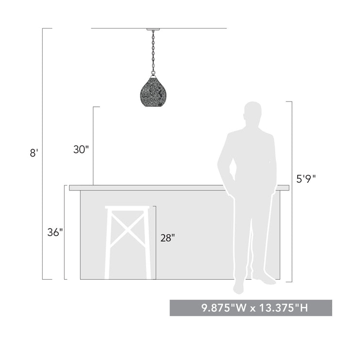 Golden 1094-S BLK-HCG One Light Pendant, Matte Black