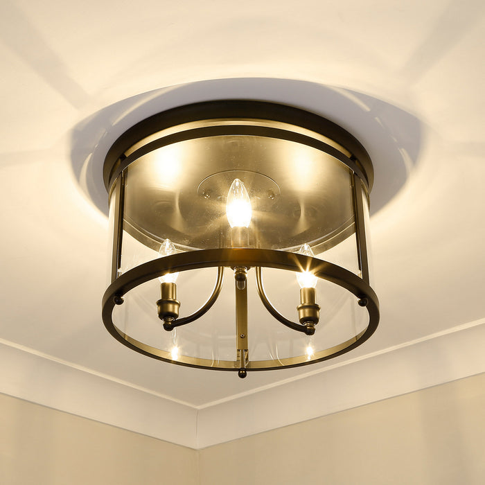Golden 1157-FM BLK Three Light Flush Mount, Matte Black