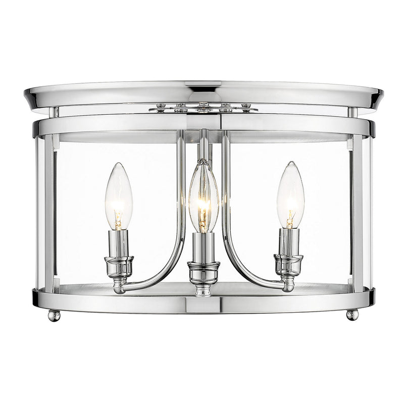 Golden 1157-FM CH Three Light Flush Mount, Chrome