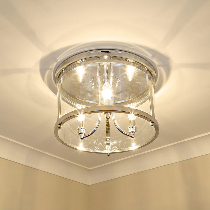 Golden 1157-FM CH Three Light Flush Mount, Chrome