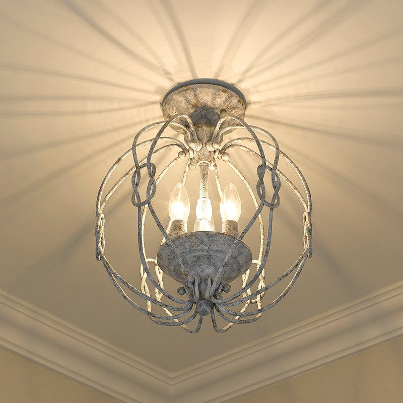 Golden 1349-SF OY Three Light Semi-Flush Mount, Oyster