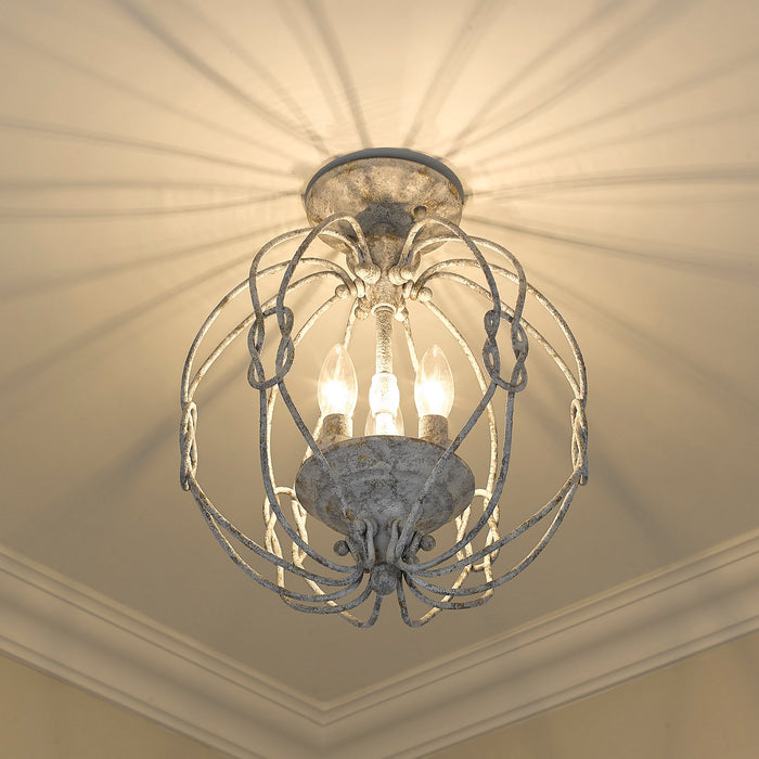 Golden 1349-SF OY Three Light Semi-Flush Mount, Oyster