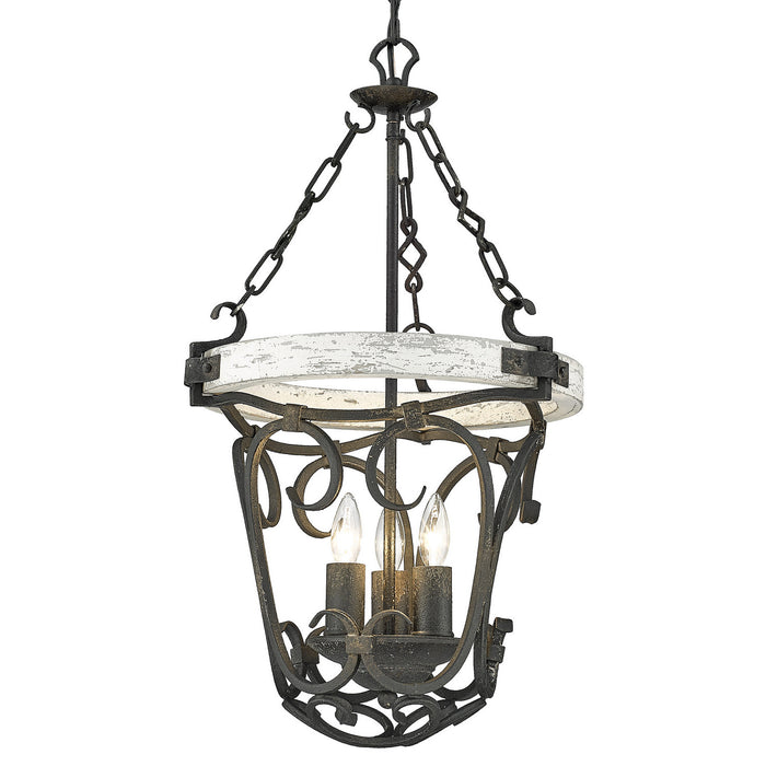 Golden 1821-3P ABI-CDW Three Light Pendant, Antique Black Iron