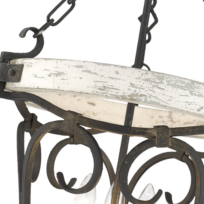 Golden 1821-3P ABI-CDW Three Light Pendant, Antique Black Iron