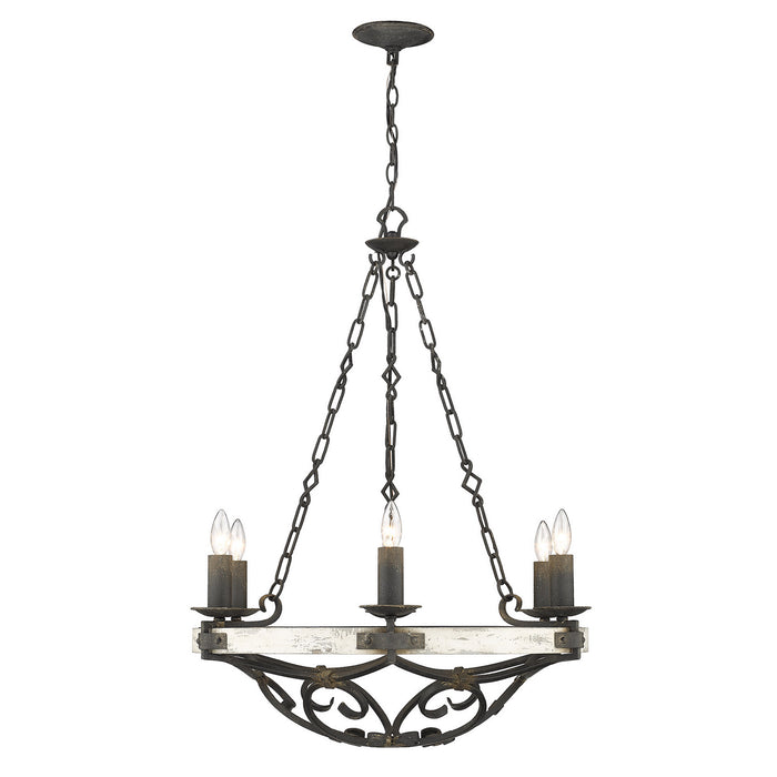 Golden 1821-6 ABI-CDW Six Light Chandelier, Antique Black Iron