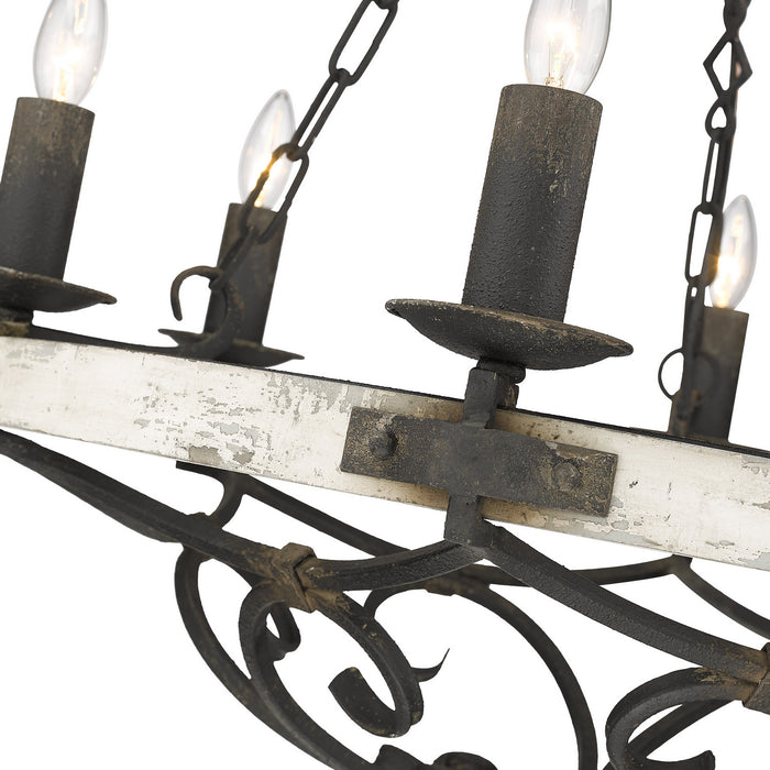 Golden 1821-6 ABI-CDW Six Light Chandelier, Antique Black Iron