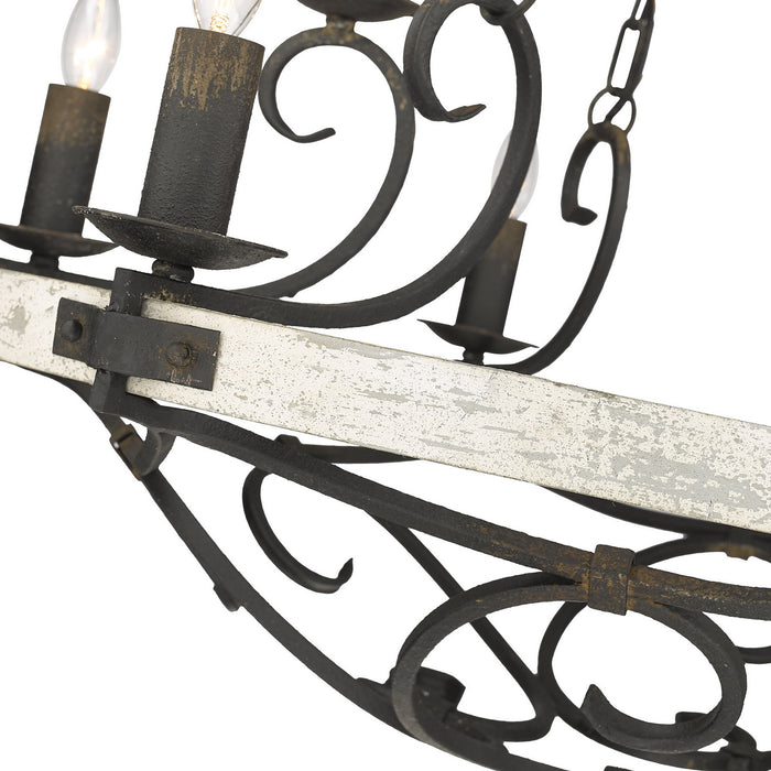 Golden 1821-9 ABI-CDW Nine Light Chandelier, Antique Black Iron