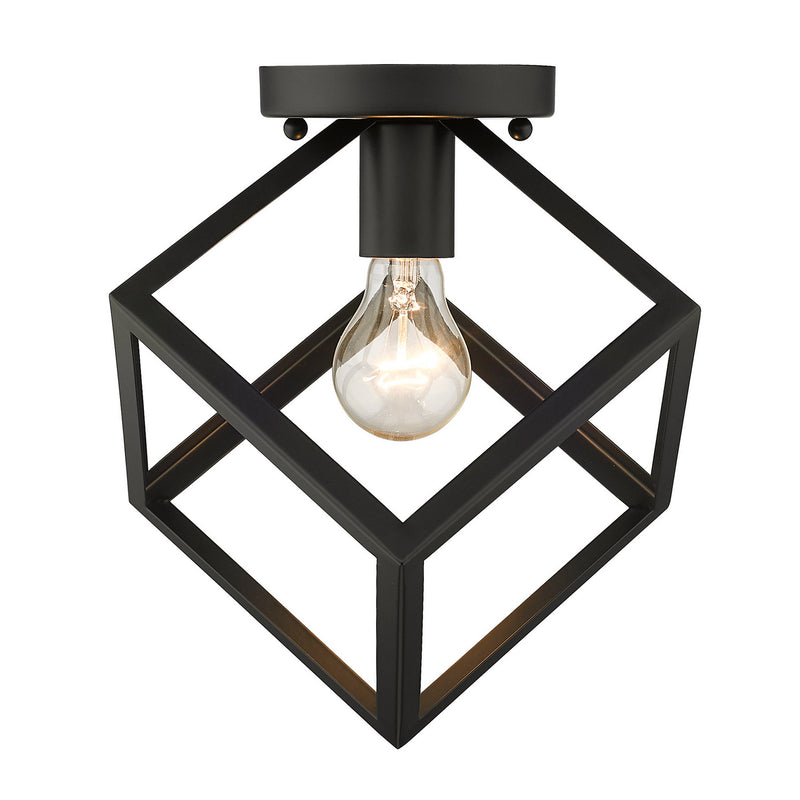 Golden 2086-FM BLK One Light Flush Mount, Matte Black