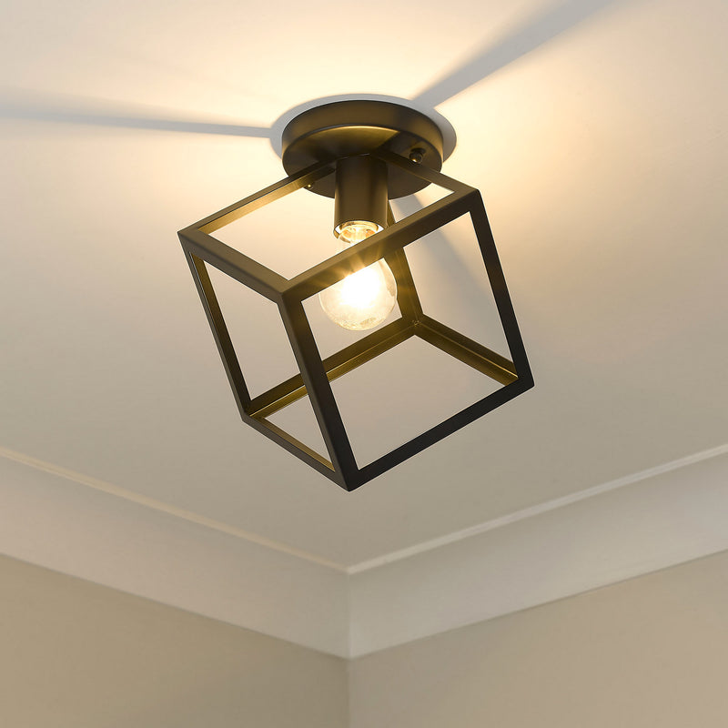 Golden 2086-FM BLK One Light Flush Mount, Matte Black