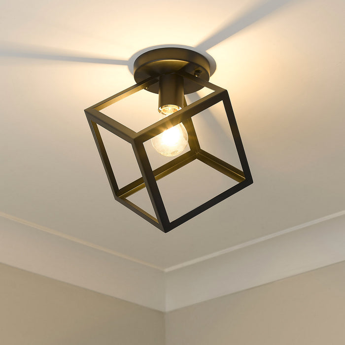 Golden 2086-FM BLK One Light Flush Mount, Matte Black