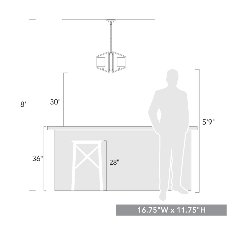 Golden 3162-3P BLK-HWG Three Light Pendant, Matte Black