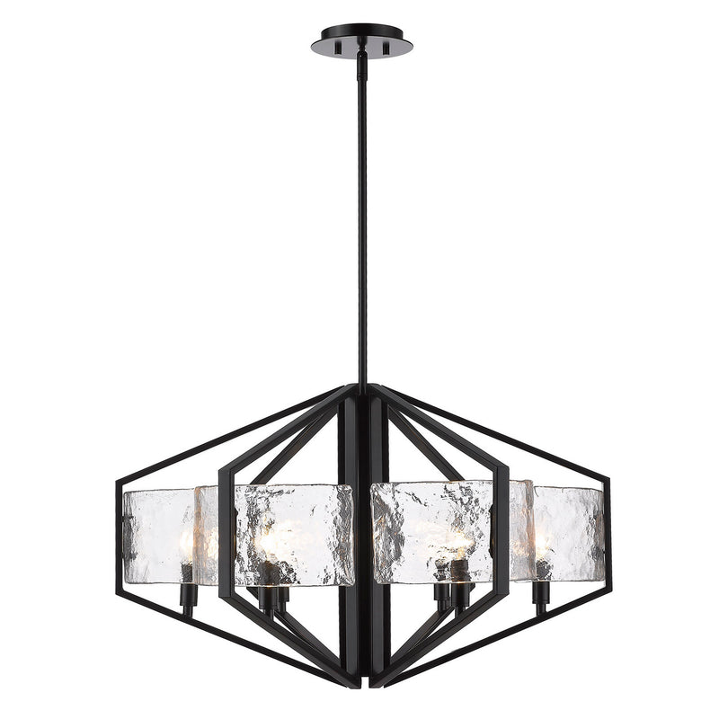 Golden 3162-6 BLK-HWG Six Light Chandelier, Matte Black