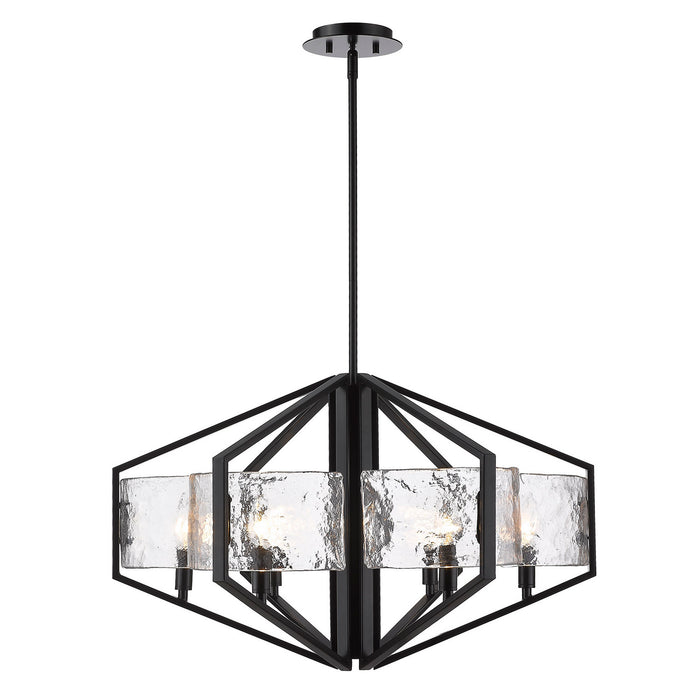 Golden 3162-6 BLK-HWG Six Light Chandelier, Matte Black