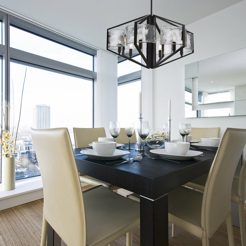 Golden 3162-6 BLK-HWG Six Light Chandelier, Matte Black