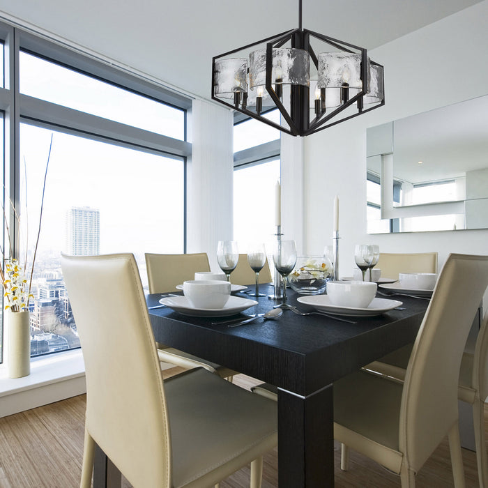 Golden 3162-6 BLK-HWG Six Light Chandelier, Matte Black