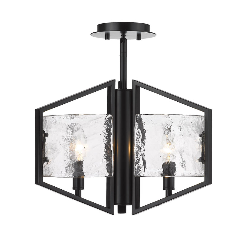 Golden 3162-SF BLK-HWG Three Light Semi-Flush Mount, Matte Black