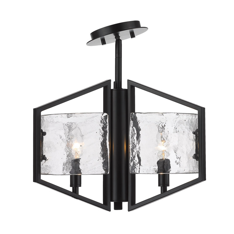 Golden 3162-SF BLK-HWG Three Light Semi-Flush Mount, Matte Black