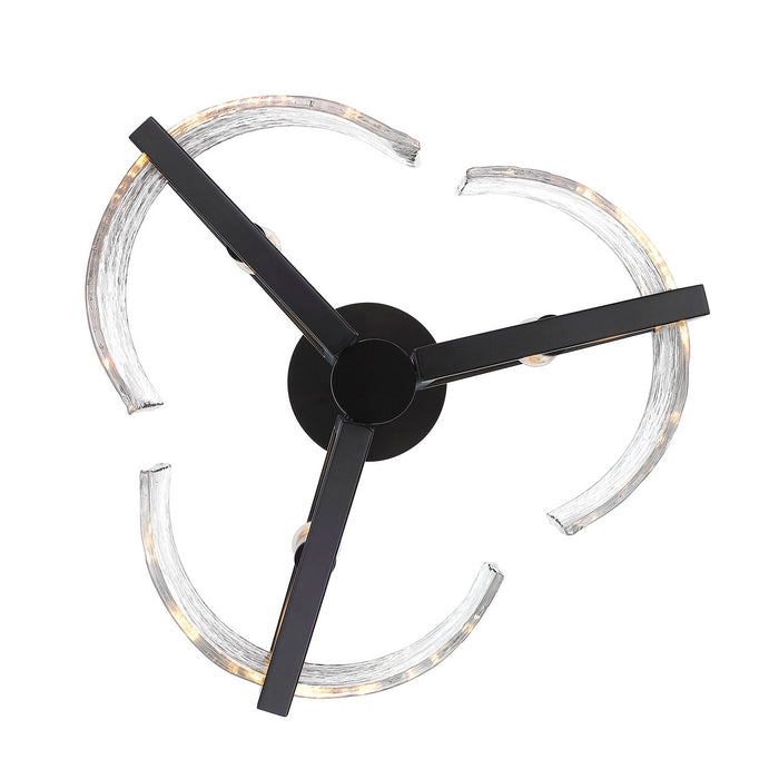 Golden 3162-SF BLK-HWG Three Light Semi-Flush Mount, Matte Black