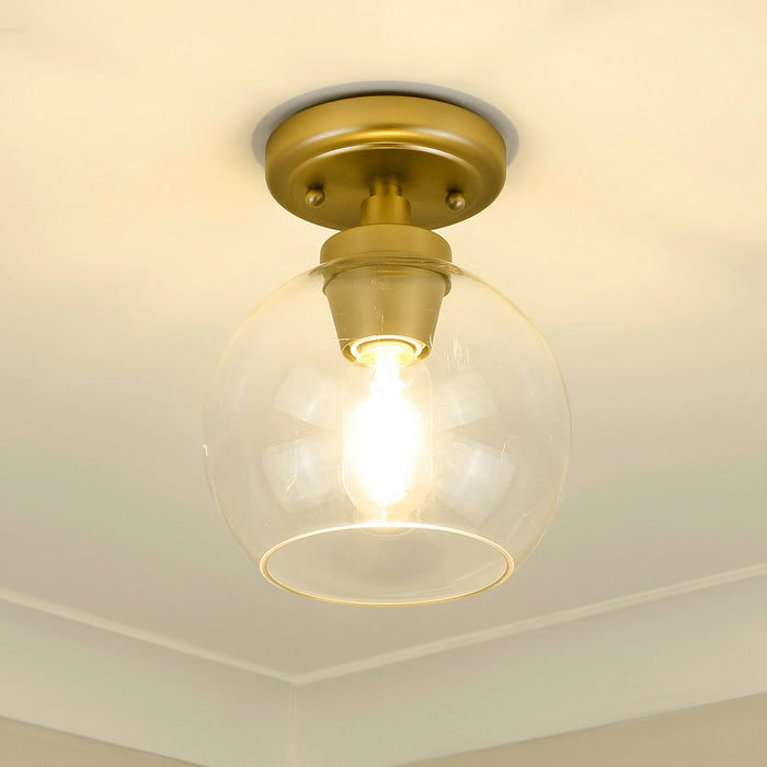 Golden 4855-FM BCB-CLR One Light Flush Mount, Brushed Champagne Bronze