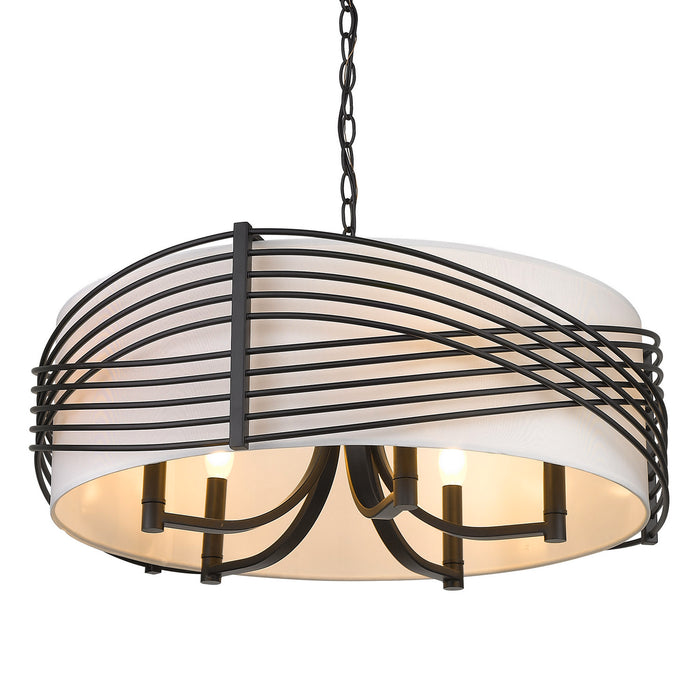 Golden 5516-5 BLK-MWS Five Light Chandelier, Matte Black