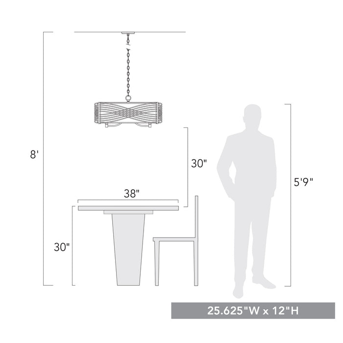 Golden 5516-5 BLK-MWS Five Light Chandelier, Matte Black