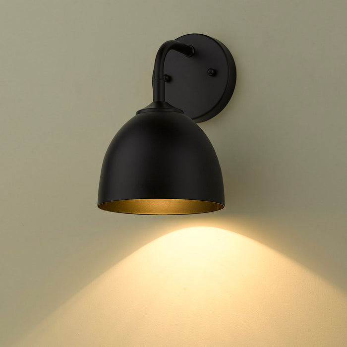 Golden 6956-1W BLK-BLK One Light Wall Sconce, Matte Black