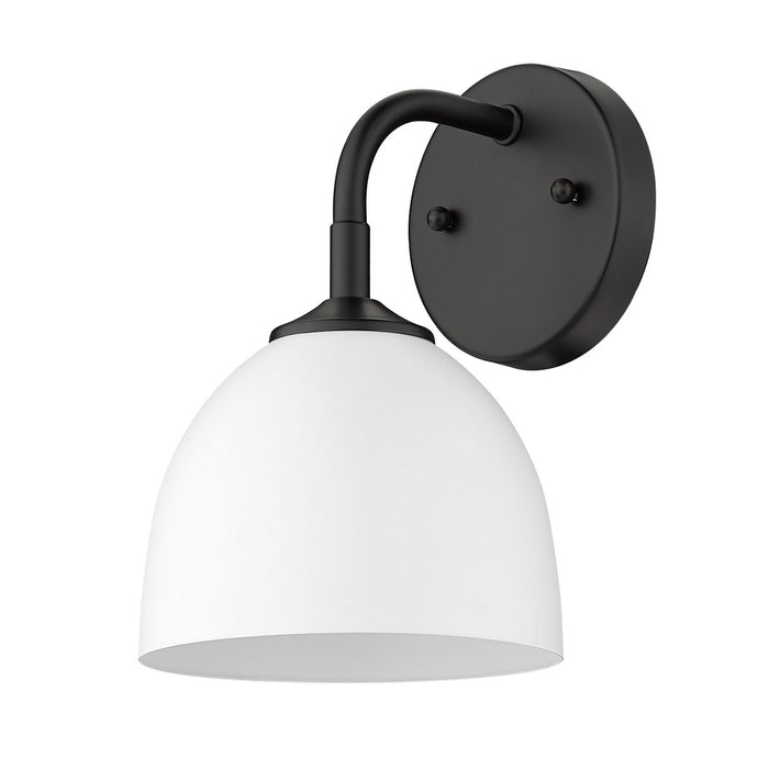 Golden 6956-1W BLK-WHT One Light Wall Sconce, Matte Black