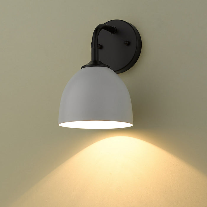 Golden 6956-1W BLK-WHT One Light Wall Sconce, Matte Black