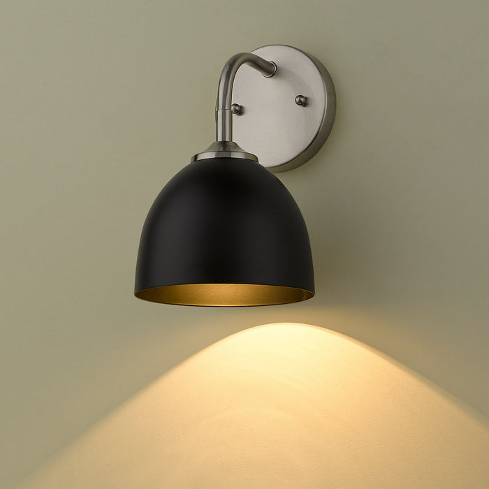 Golden 6956-1W PW-BLK One Light Wall Sconce, Pewter