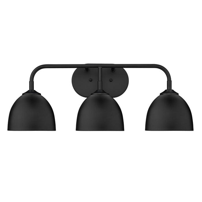 Golden 6956-BA3 BLK-BLK Three Light Bath Vanity, Matte Black