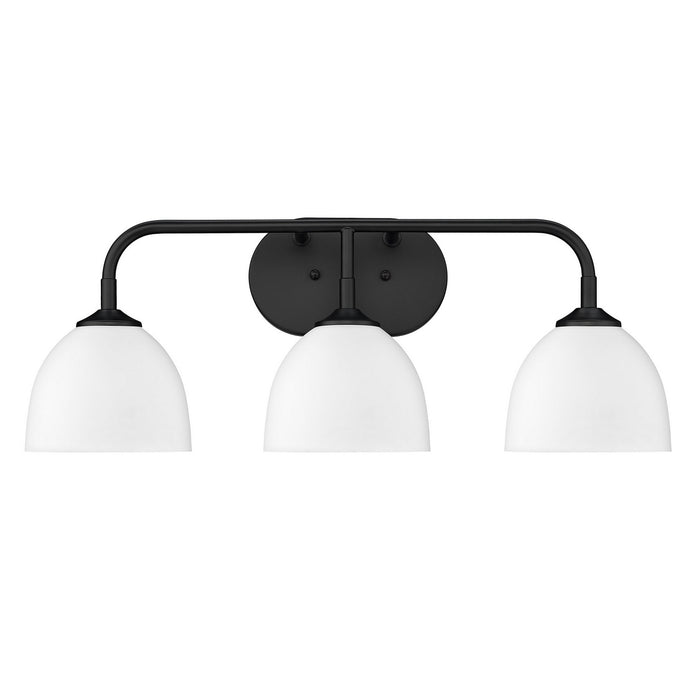 Golden 6956-BA3 BLK-WHT Three Light Bath Vanity, Matte Black