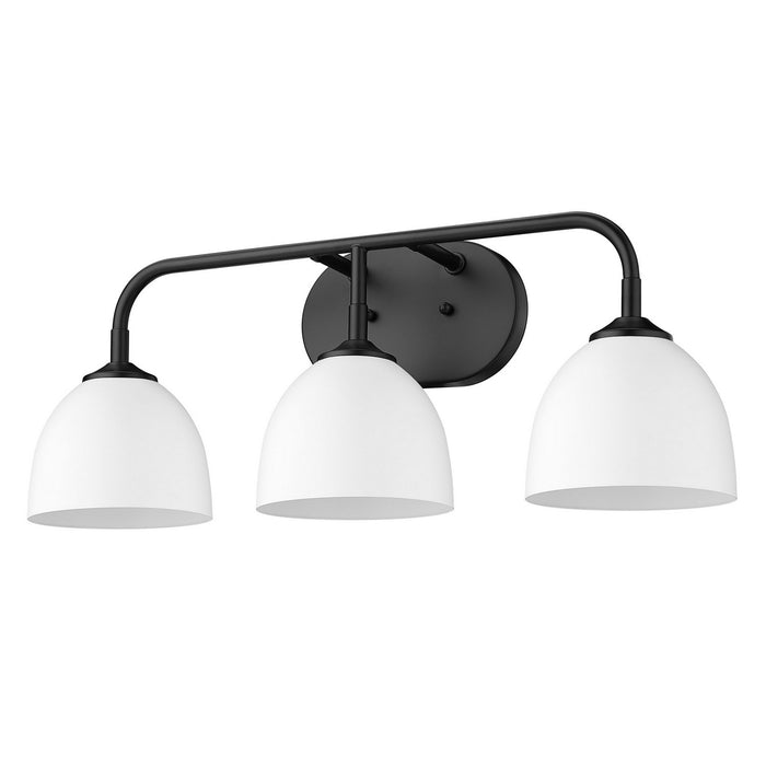 Golden 6956-BA3 BLK-WHT Three Light Bath Vanity, Matte Black