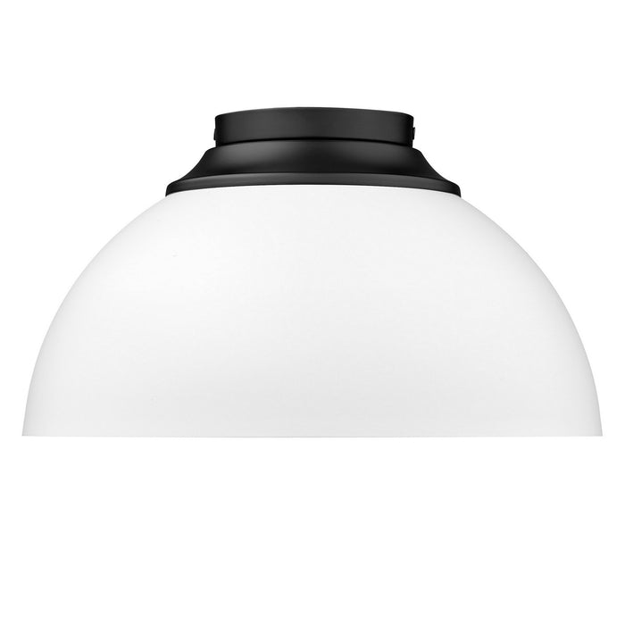 Golden 6956-FM BLK-WHT Three Light Flush Mount, Matte Black