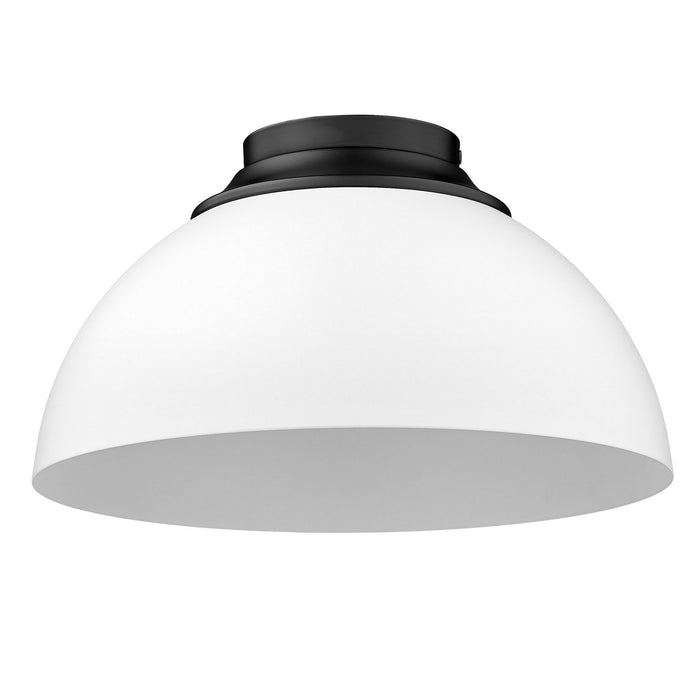 Golden 6956-FM BLK-WHT Three Light Flush Mount, Matte Black