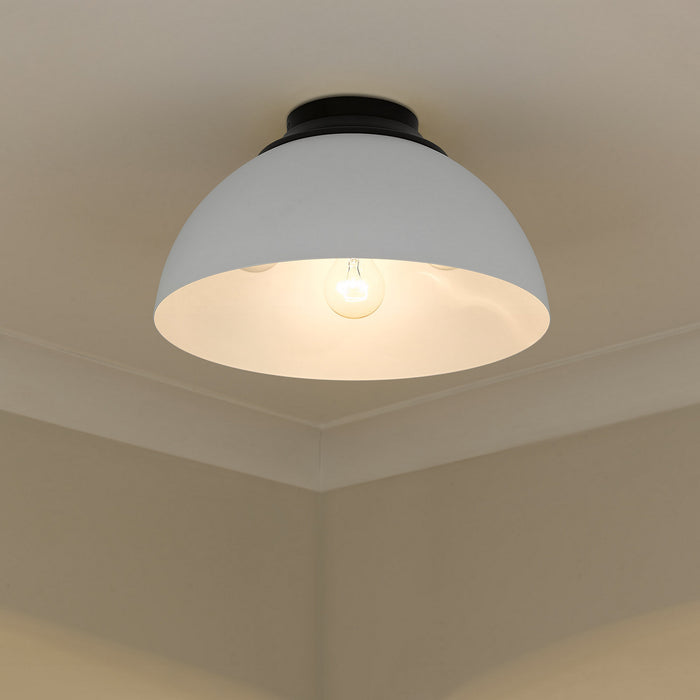 Golden 6956-FM BLK-WHT Three Light Flush Mount, Matte Black