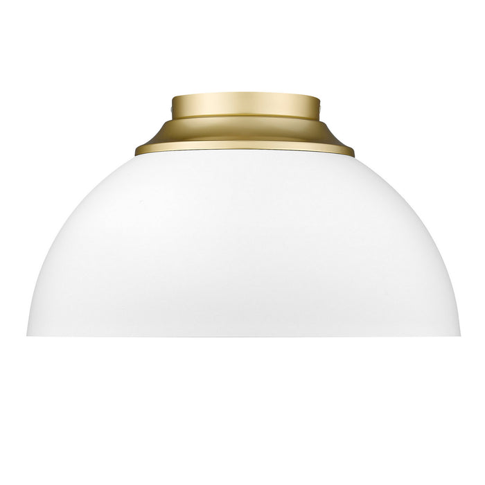 Golden 6956-FM OG-WHT Three Light Flush Mount, Olympic Gold