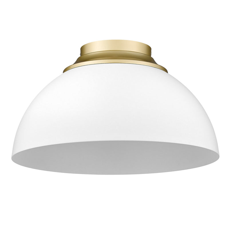 Golden 6956-FM OG-WHT Three Light Flush Mount, Olympic Gold