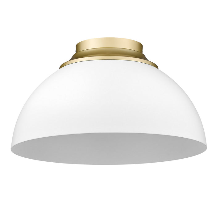 Golden 6956-FM OG-WHT Three Light Flush Mount, Olympic Gold
