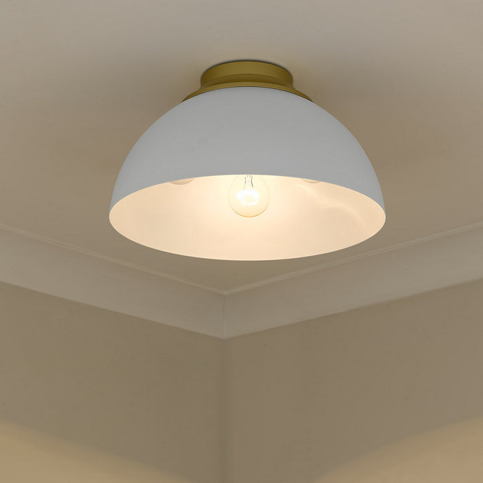 Golden 6956-FM OG-WHT Three Light Flush Mount, Olympic Gold