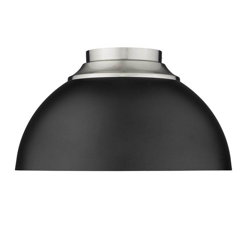 Golden 6956-FM PW-BLK Three Light Flush Mount, Pewter