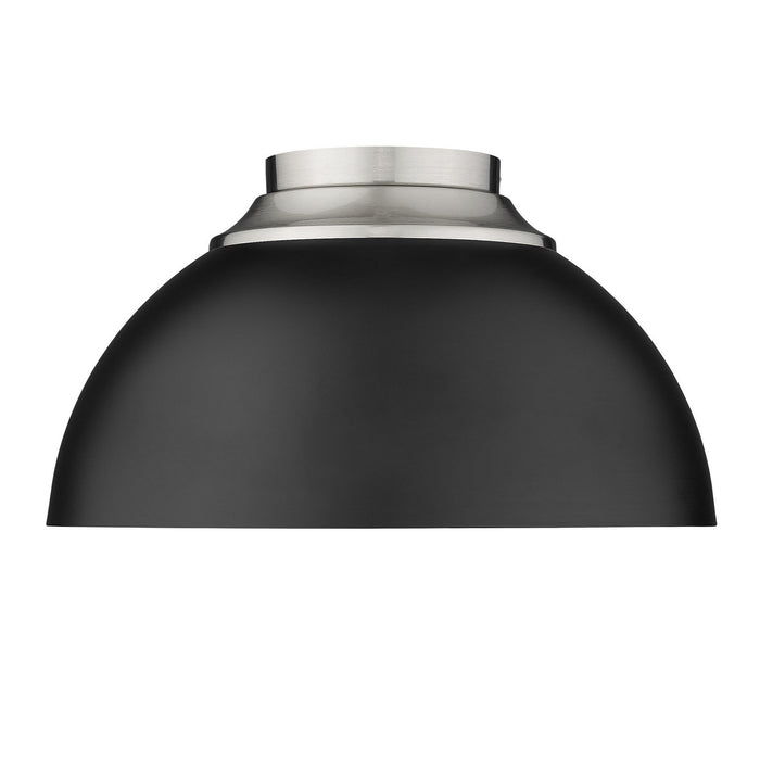 Golden 6956-FM PW-BLK Three Light Flush Mount, Pewter