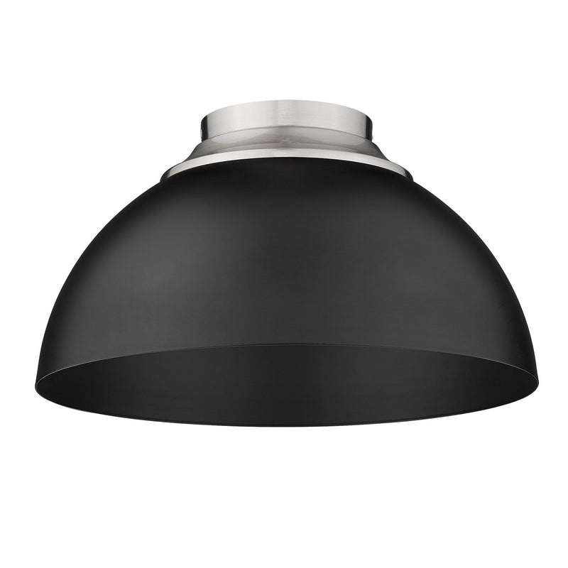 Golden 6956-FM PW-BLK Three Light Flush Mount, Pewter