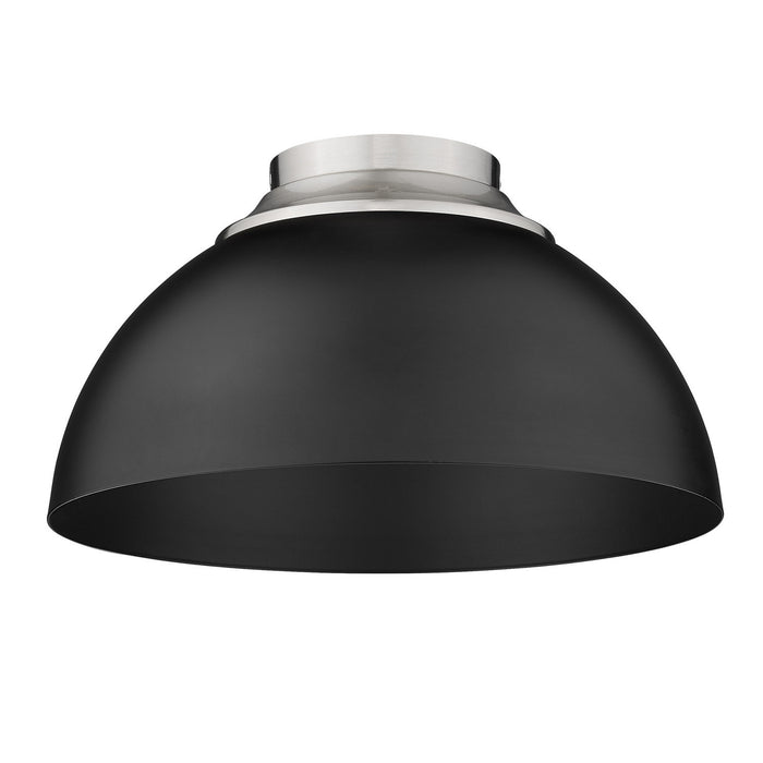 Golden 6956-FM PW-BLK Three Light Flush Mount, Pewter
